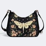 Moth In The Flower Bush - Leather Crossbody Bag