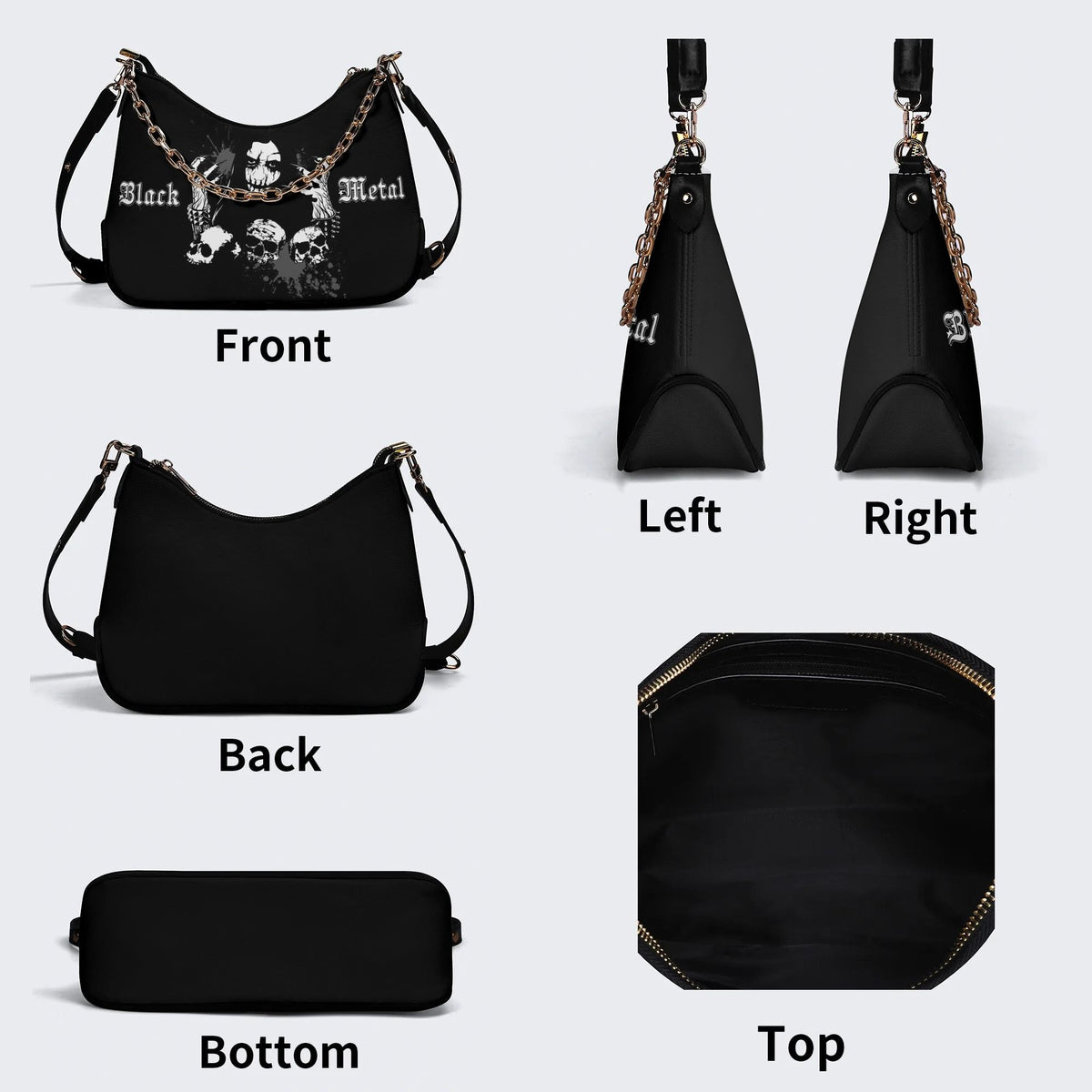 Black Metal - Leather Crossbody Bag