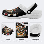 Vintage snake and tiger print - Fur Lined Slippers/Sandals