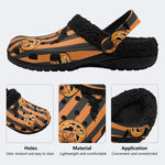 Gothic Halloween Stripes - Fur Lined Slippers/Sandals