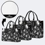 Vintage Dark Moth Print - Leather Handbag