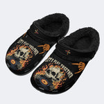 Skull&CD Print - Fur Lined Slippers/Sandals