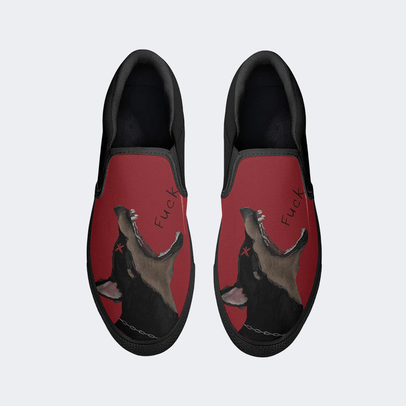 Black Dog Fuck Print - Slip On Shoes