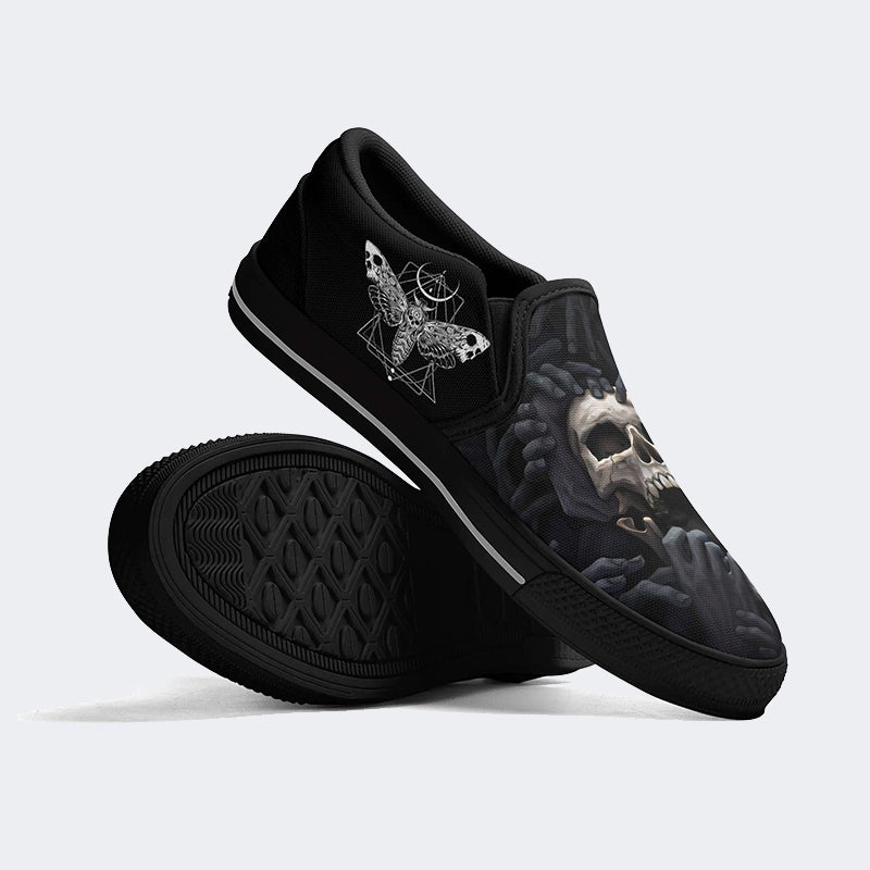 Unisex Skull Horror Print - Slip On Shoes