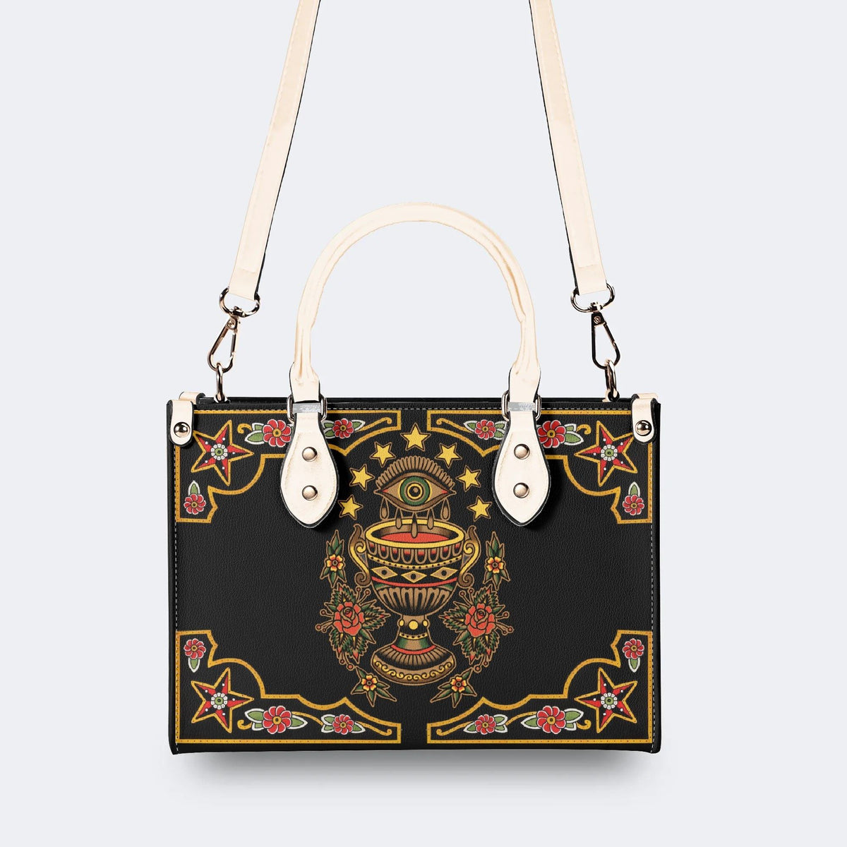 Old School Devil's Eye Print - Leather Handbag