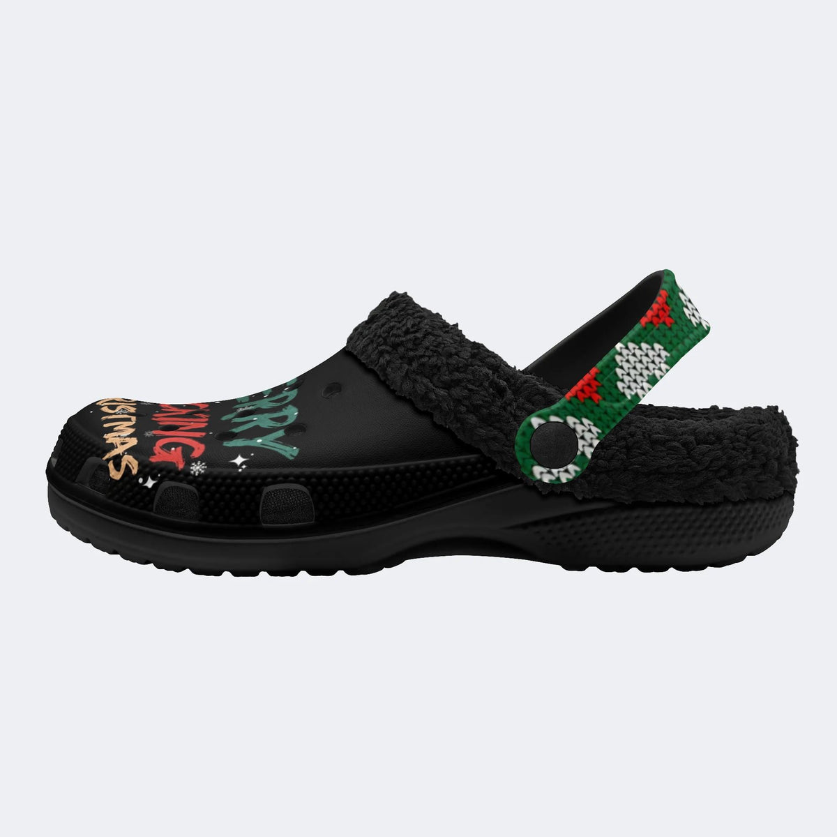 Merry Christmas Print - Fur Lined Slippers/Sandals