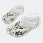 Classic Death Moth Print - Fur Lined Slippers/Sandals