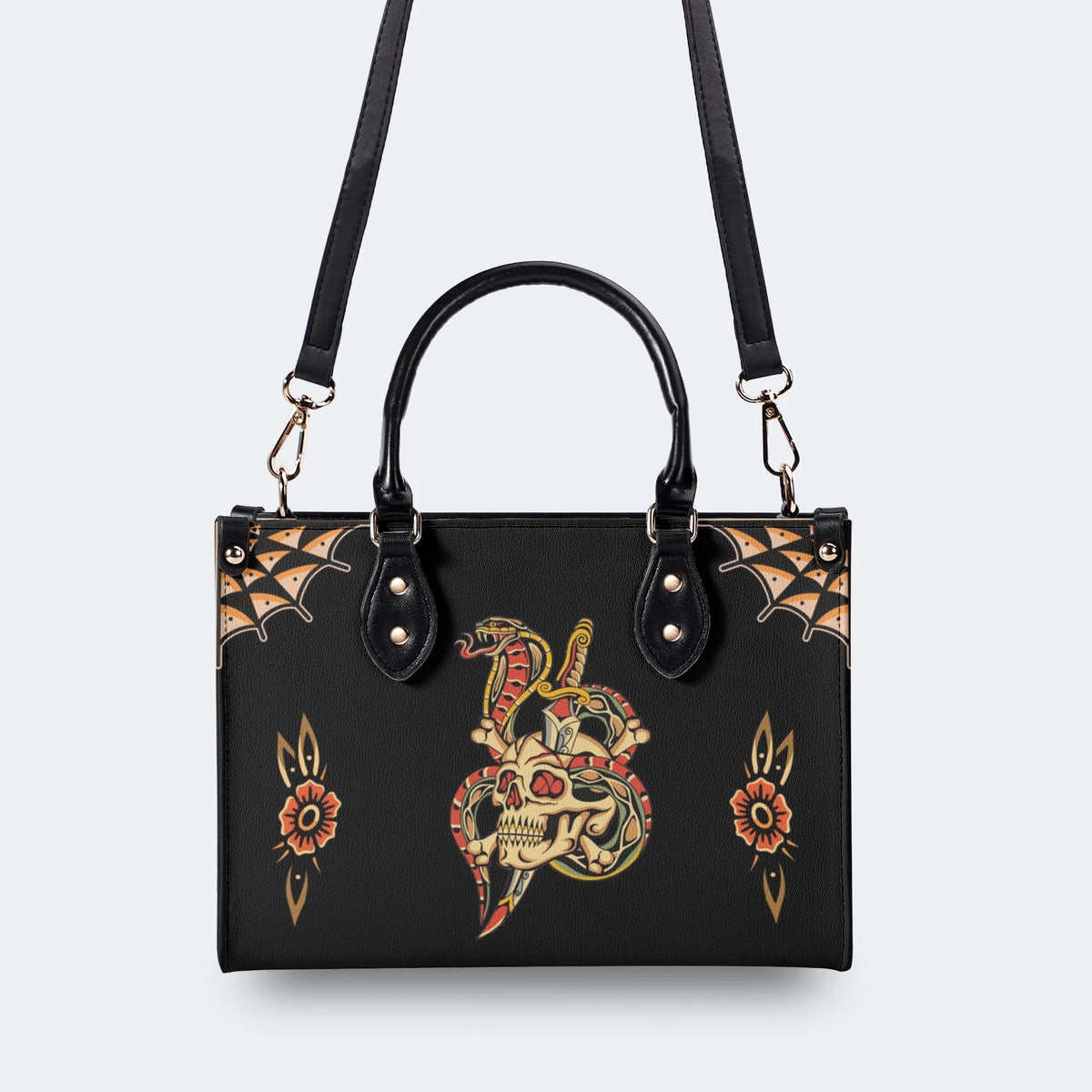 Skeleton Snake Print - Leather Handbag