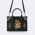 Skeleton Snake Print - Leather Handbag