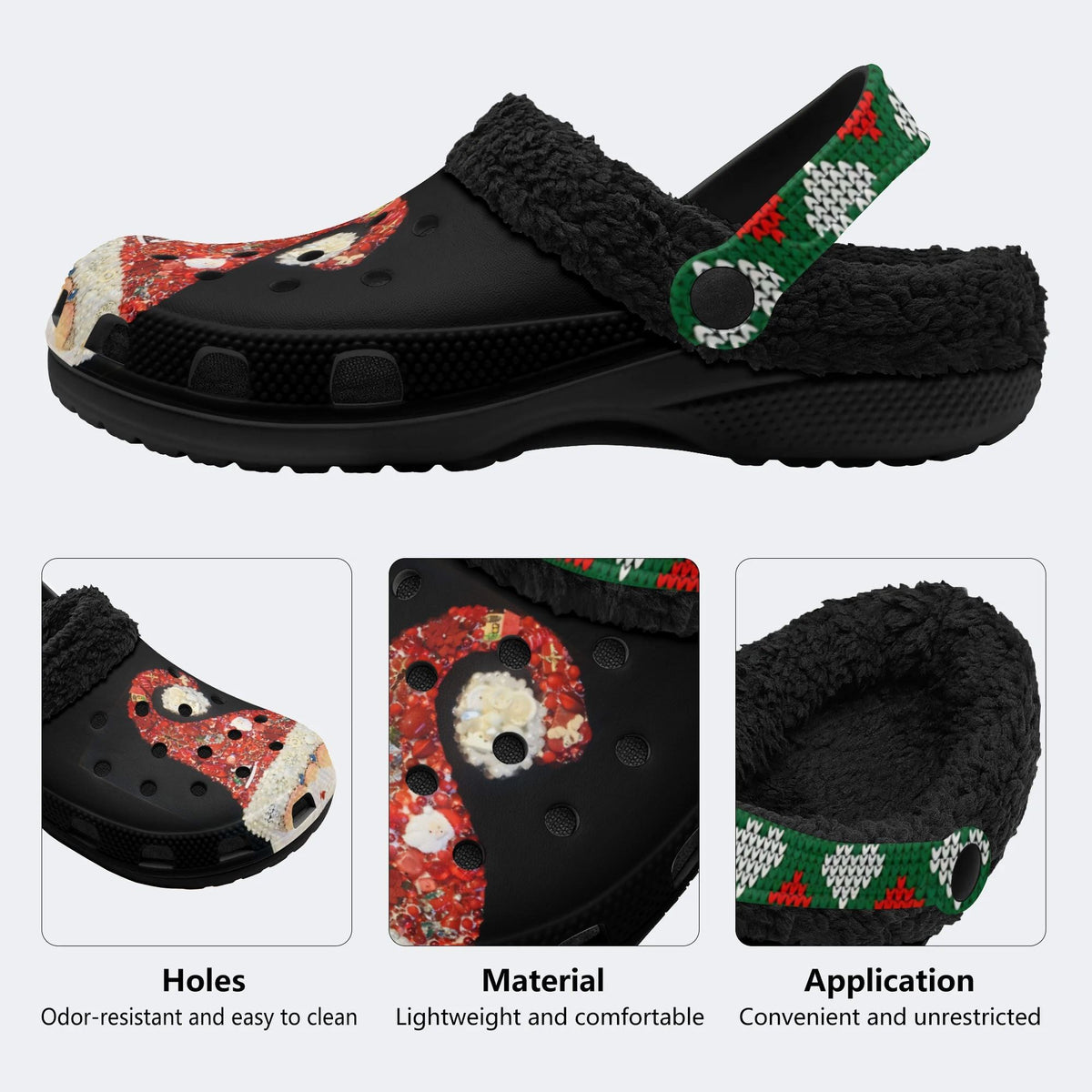 Funny Santa Claus Print - Fur Lined Slippers/Sandals