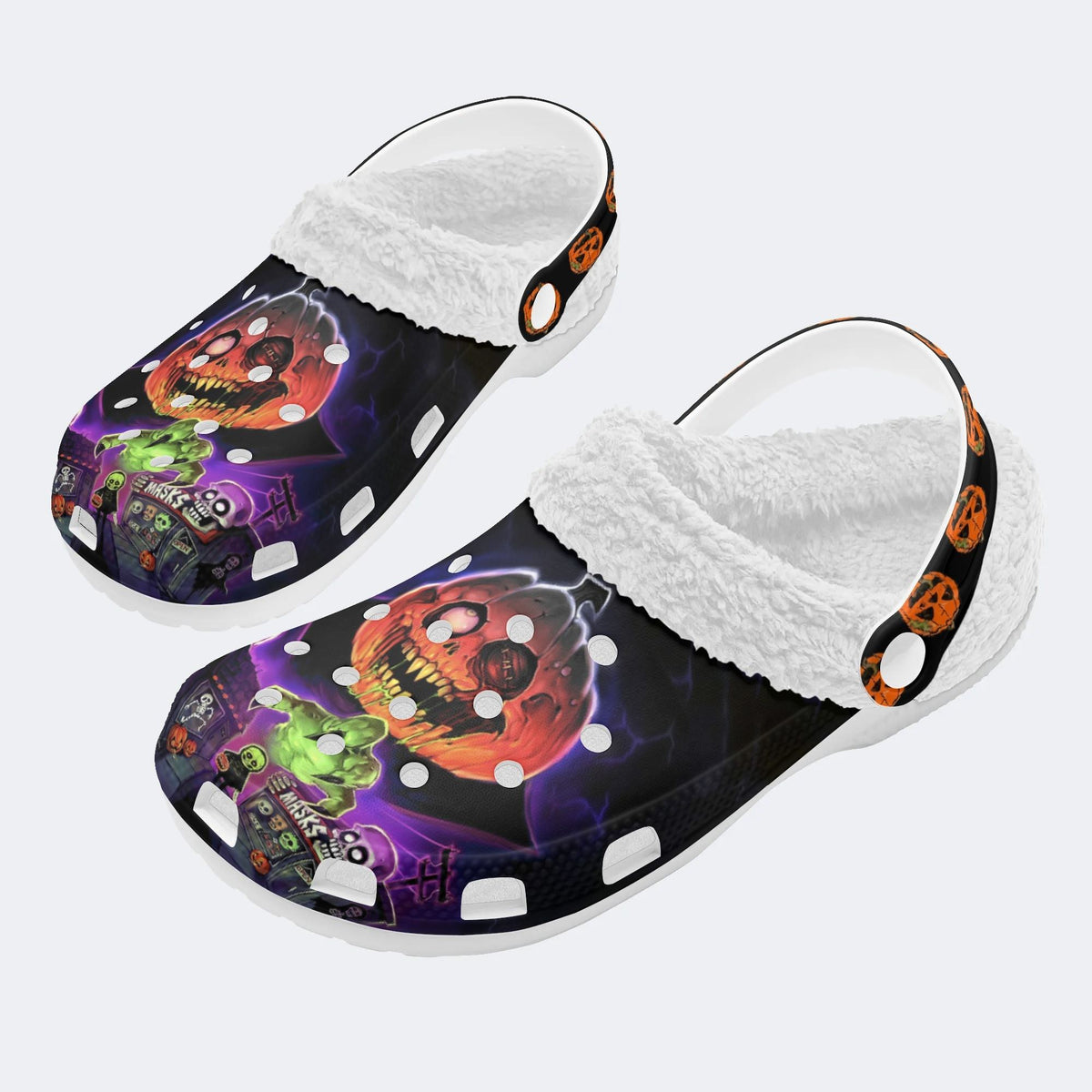 Halloween Horror Night Print - Fur Lined Slippers/Sandals