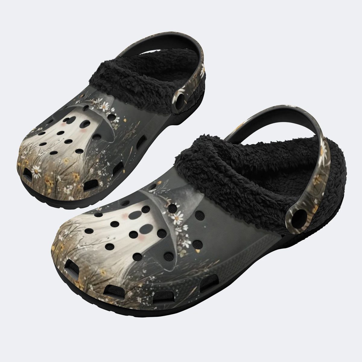 Gothic Ghost Daisy - Fur Lined Slippers/Sandals