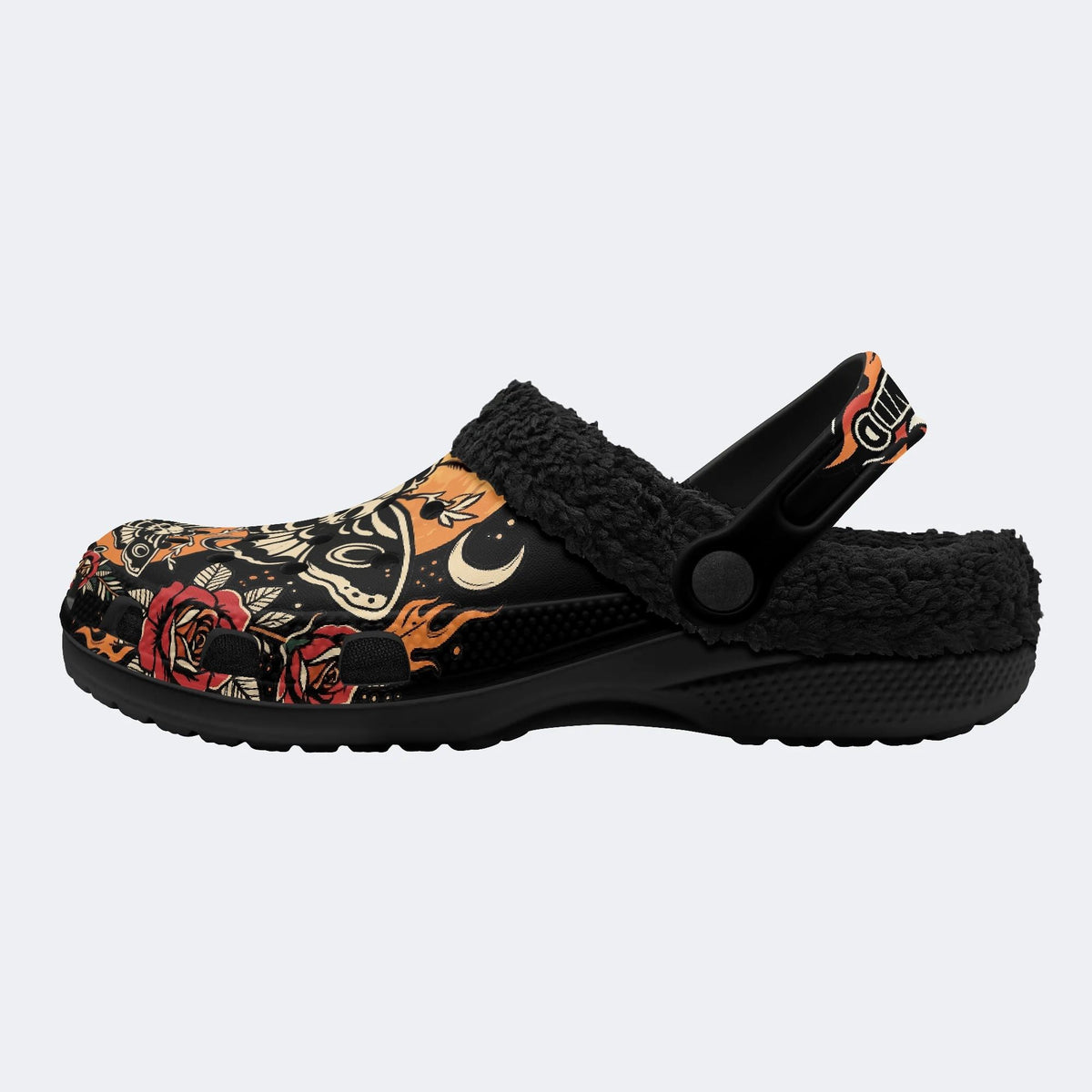 Death Moth Skull Dagger - Fur Lined Slippers/Sandals