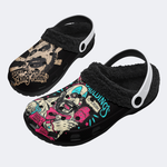 Horror Print - Fur Lined Slippers/Sandals