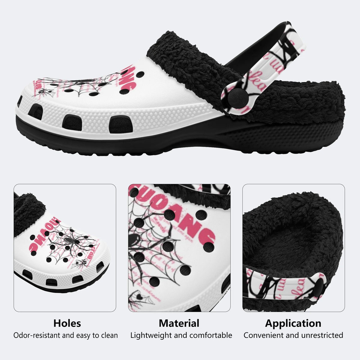 Dark Web Spider Graphic - Fur Lined Slippers/Sandals
