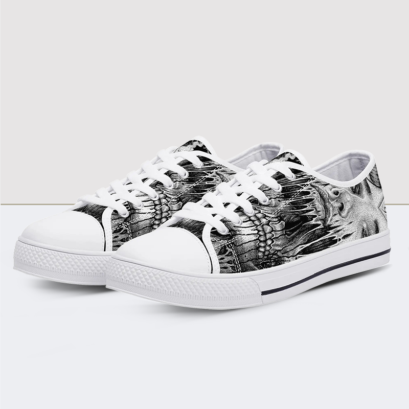 Cranial Extraction Skull Low Top Canvas Shoes