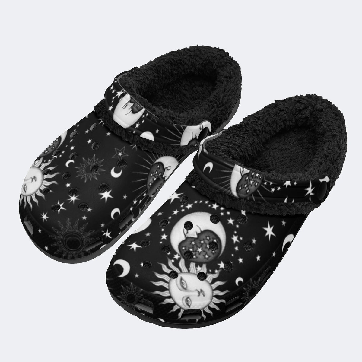 Sun Moon Stars - Fur Lined Slippers/Sandals