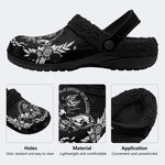 Rose Death Moth Vintage Print- Fur Lined Slippers/Sandals