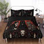 Witchy Skull Cats Print - Three Piece Bedding Set