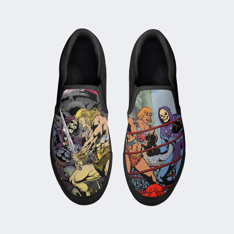 Unisex Wrestling Art Illustration Printed - Slip On Shoes