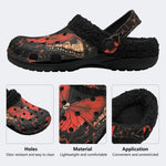 Skull Butterfly Rose - Fur Lined Slippers/Sandals