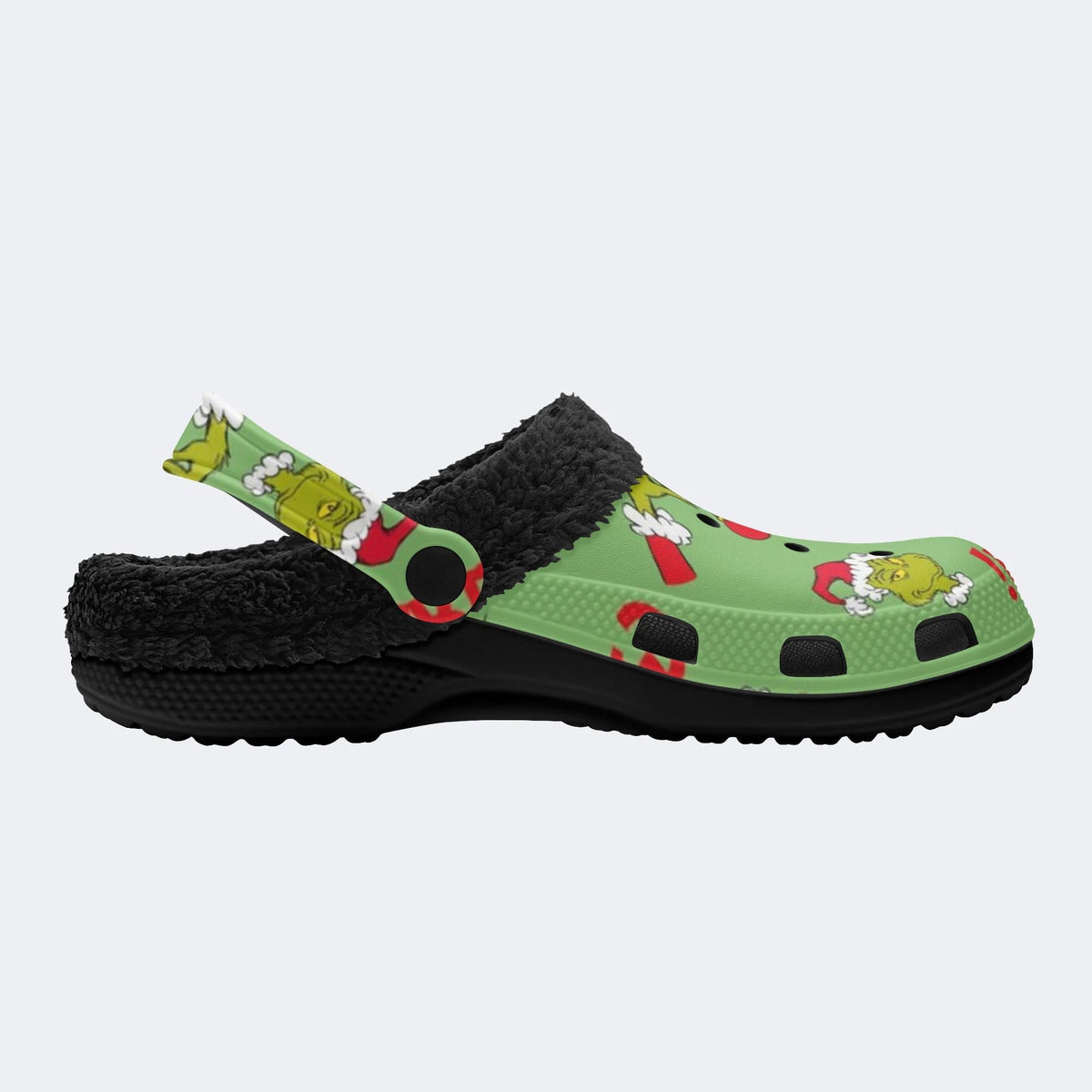 Grinch Santa Hat - Fur Lined Slippers/Sandals