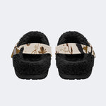 Spooky Fall Raven‑Fur Lined Slippers Sandals