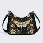 Moth In The Flower Bush - Leather Crossbody Bag