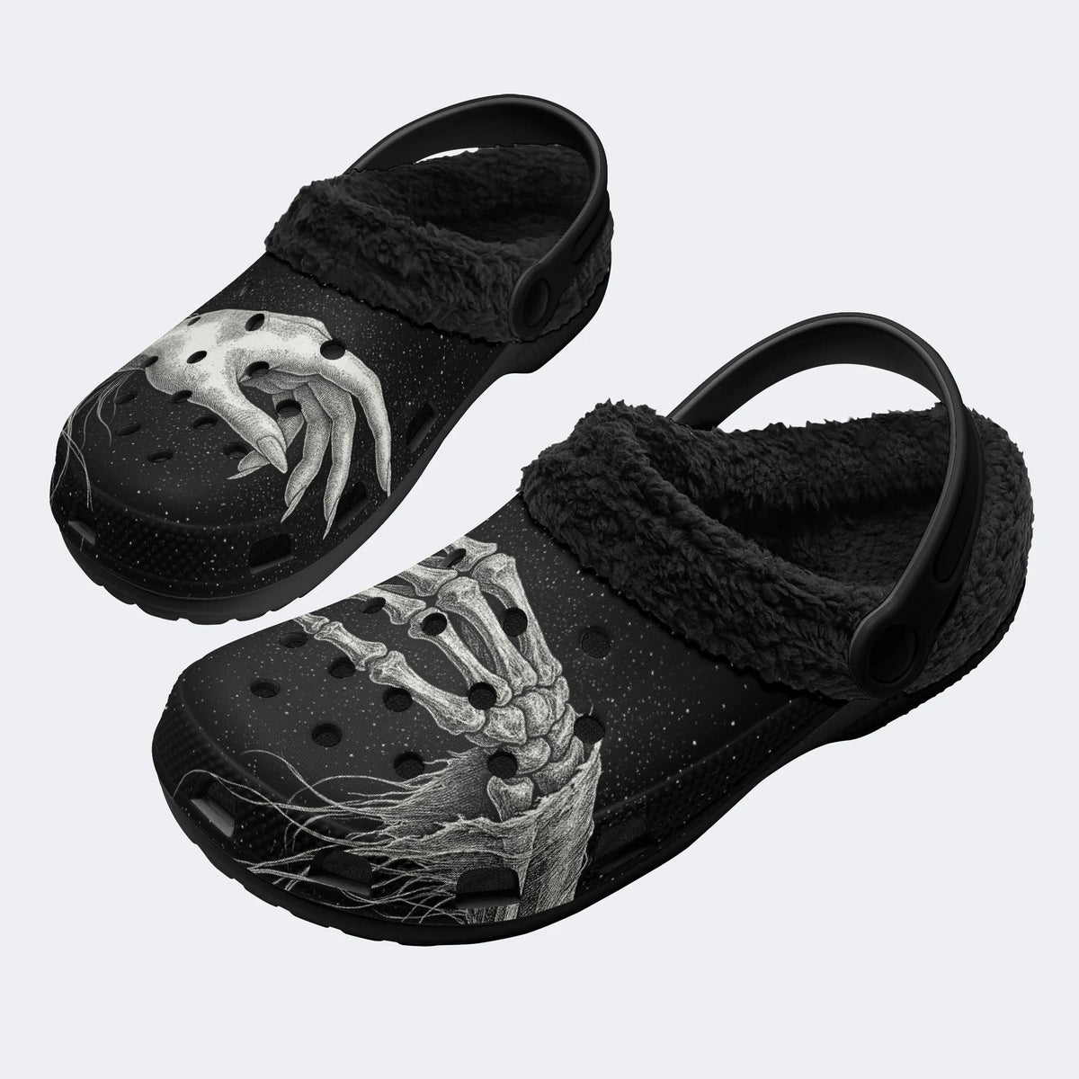 Spooky Bone Hand - Fur Lined Slippers/Sandals