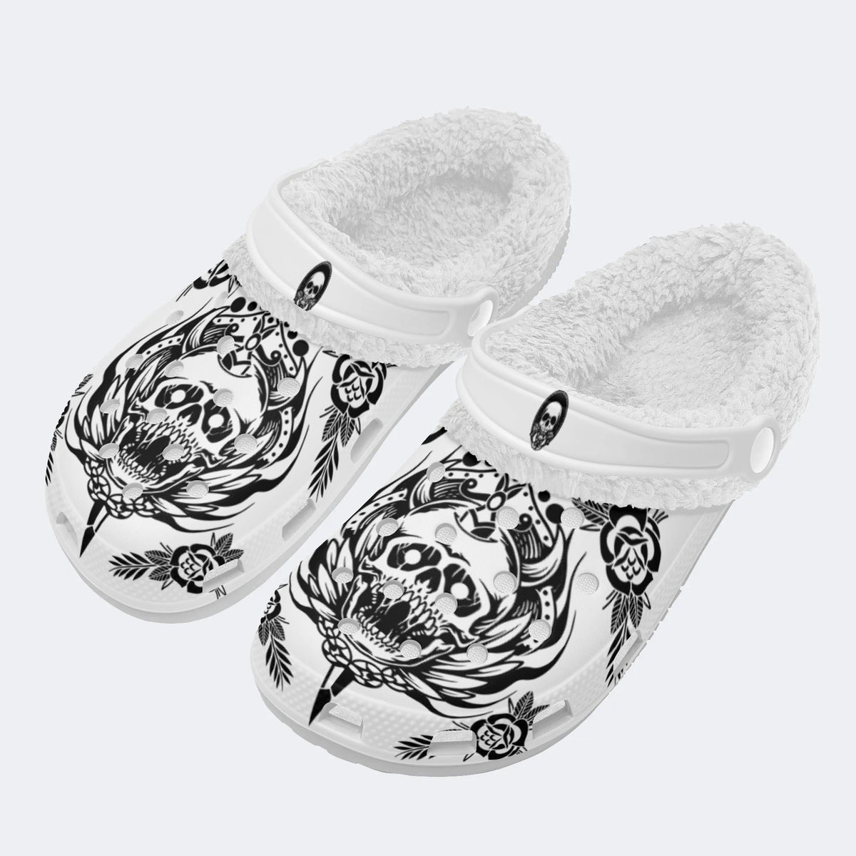 Scary Skull Art Print - Fur Lined Slippers/Sandals