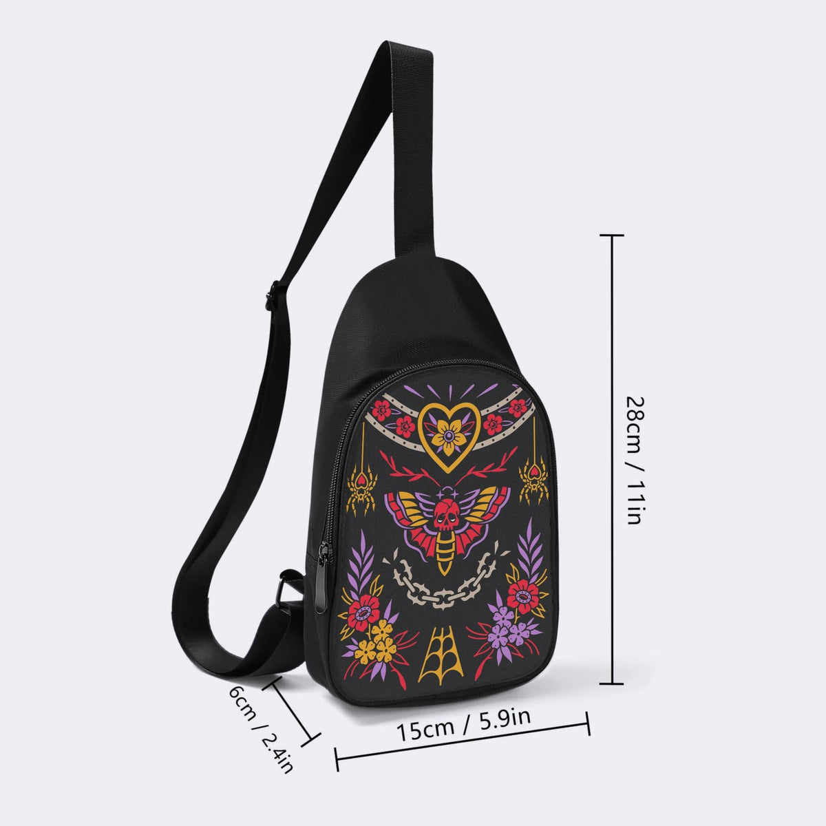 Colorful Death Moth Print - Chest Bag