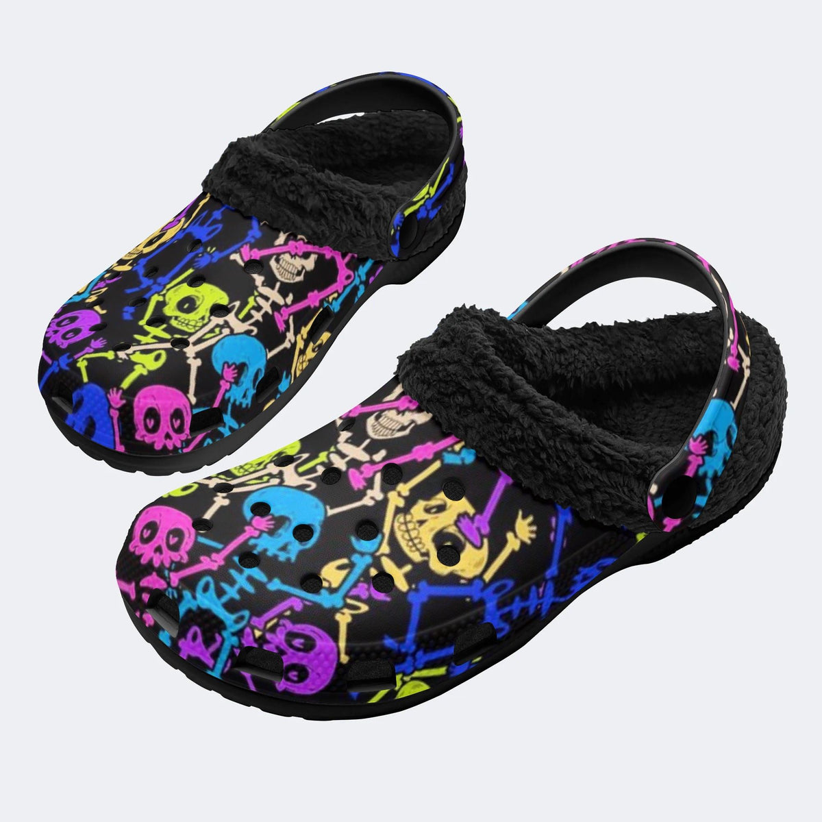 Punk Skeleton - Fur Lined Slippers/Sandals