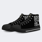 Unisex Nerdy Dirty Tattooed And Curvy Print - High Top Canvas