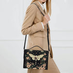 Moth In The Flower Bush - Leather Satchel Bag
