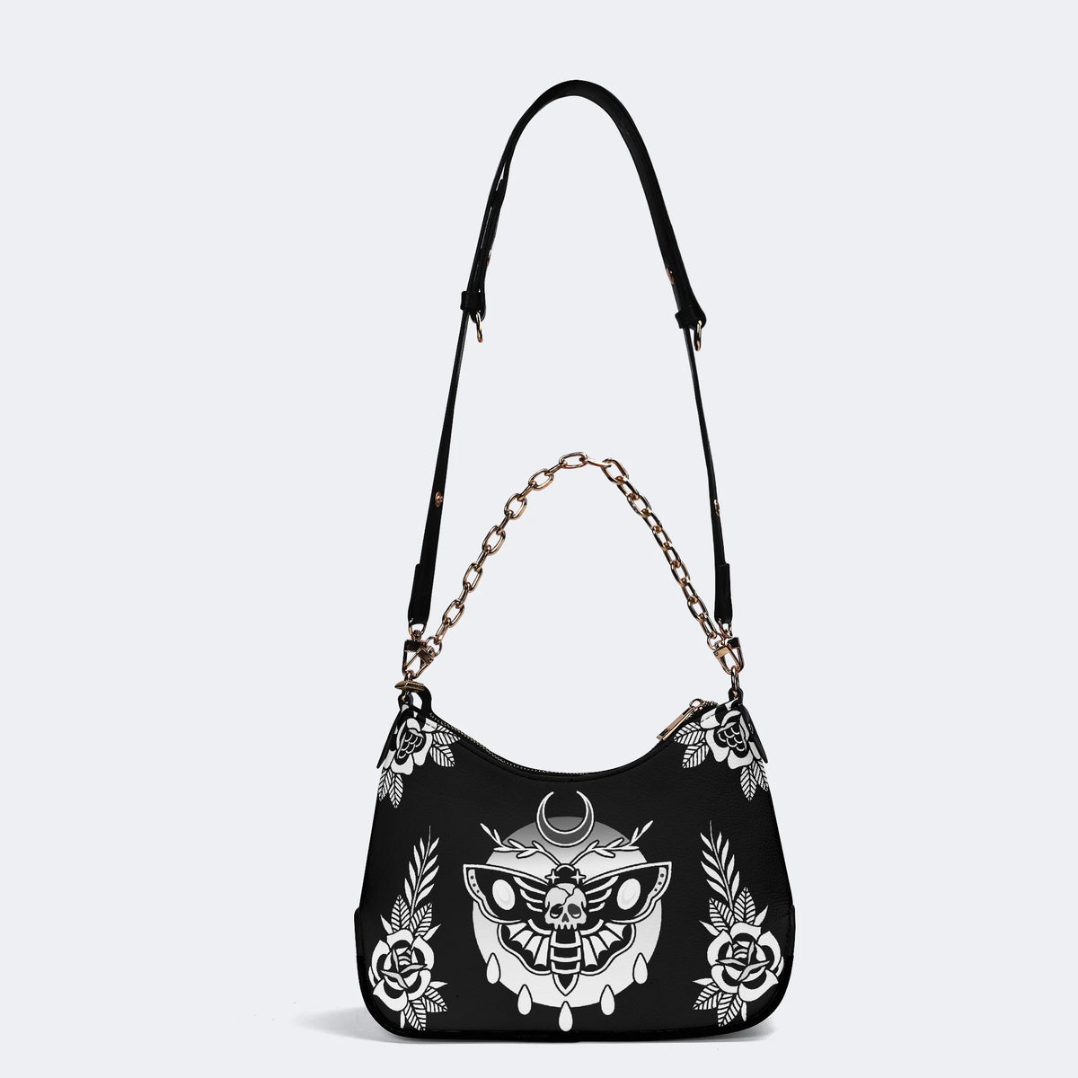 Death Moth Vintage Print - Leather Crossbody Bag