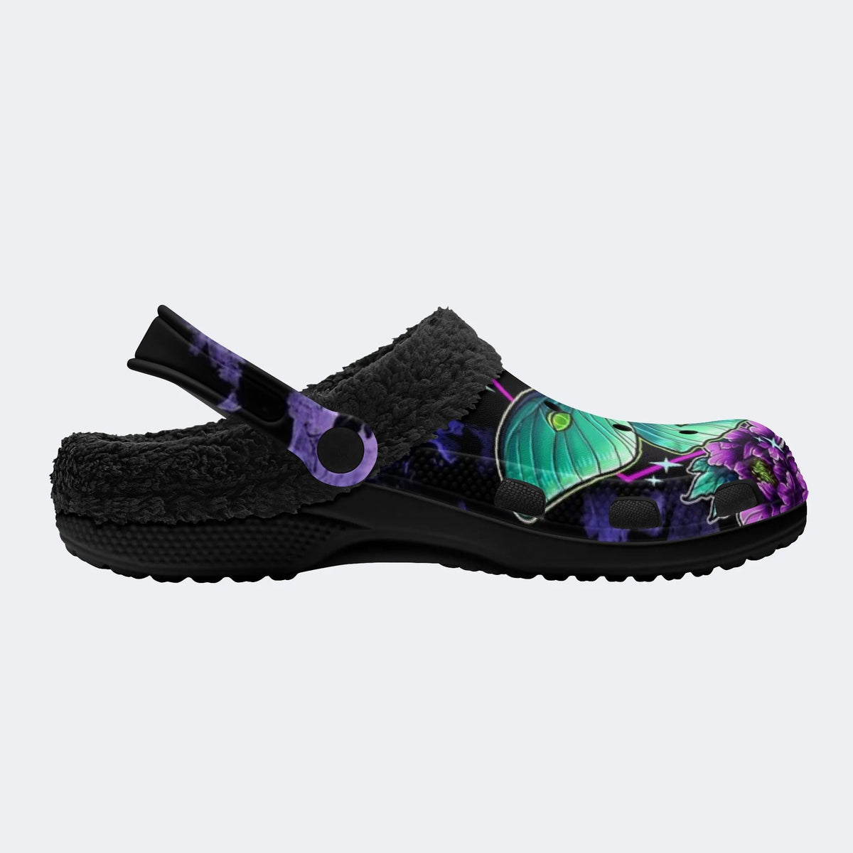 Gothic Luna Moth - Fur Lined Slippers/Sandals