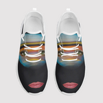 Lips&Earth&Rainbow Print Mesh Knit Sneakers