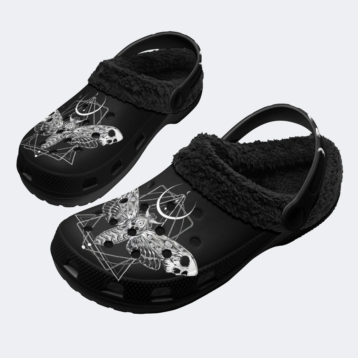 Surreal Death Moth - Fur Lined Slippers/Sandals