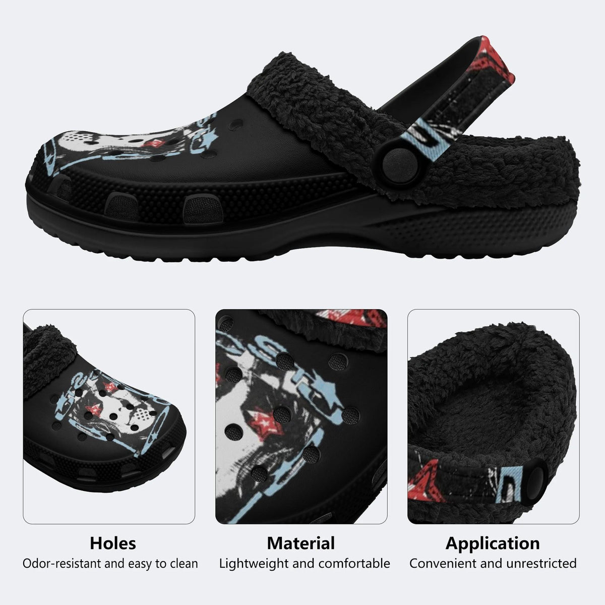 Gothic Punk Portrait Art - Fur Lined Slippers/Sandals