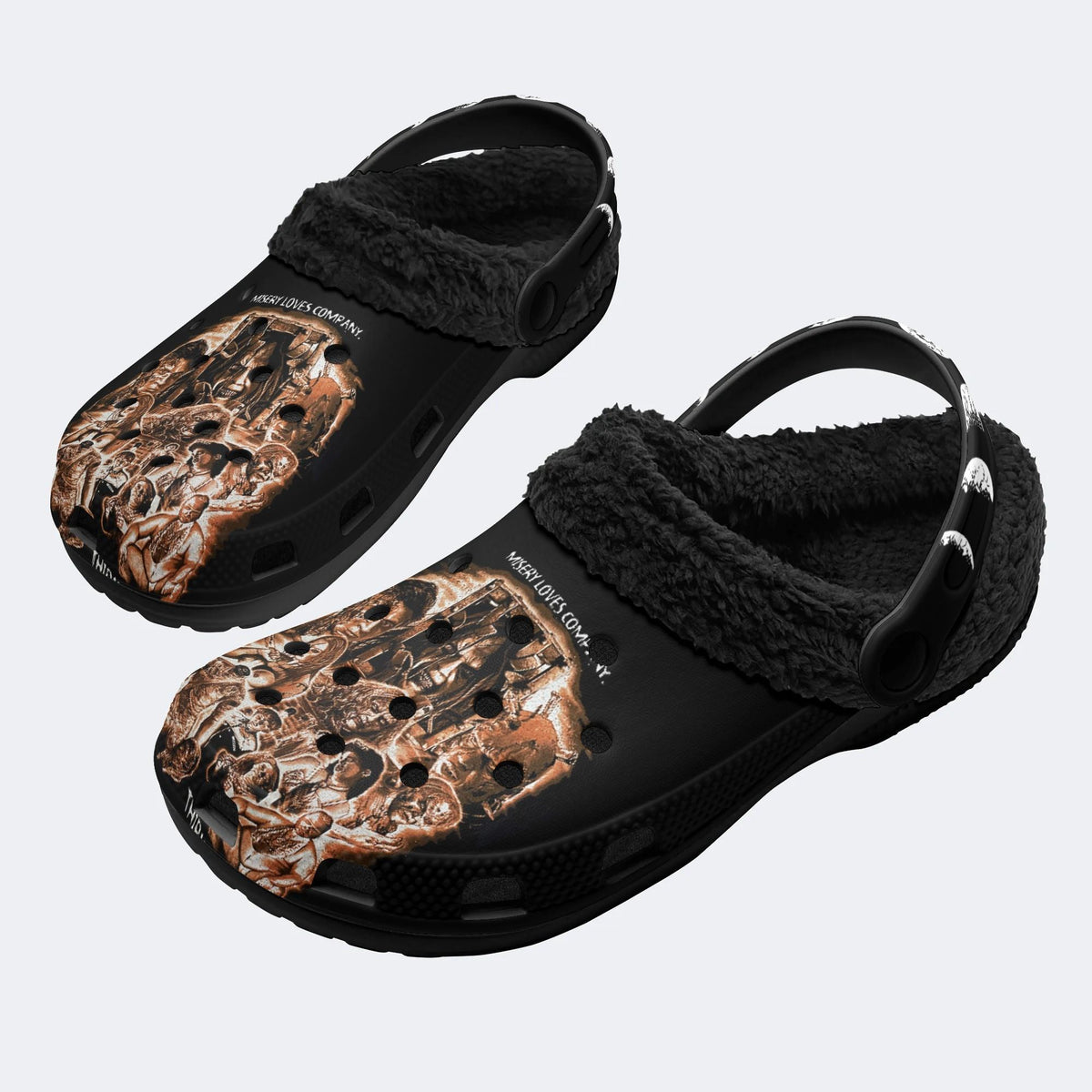 Thirteen Ghosts Print - Fur Lined Slippers/Sandals