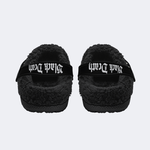 Black Death Print - Fur Lined Slippers/Sandals