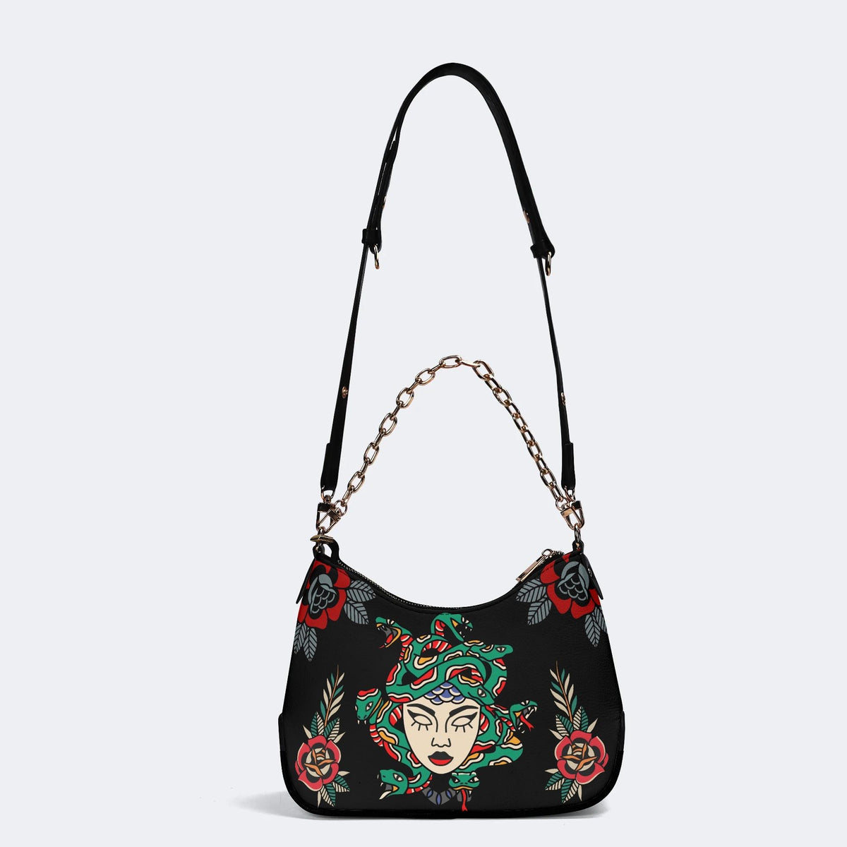 Medusa With Eyes Closed - Leather Crossbody Bag