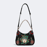 Medusa With Eyes Closed - Leather Crossbody Bag