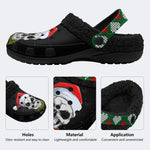 Skull Santa Print - Fur Lined Slippers/Sandals