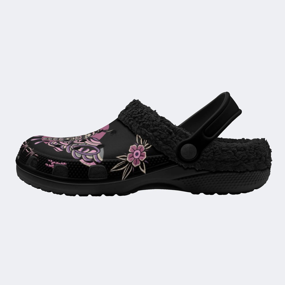 Purple Death Moth Print- Fur Lined Slippers/Sandals