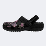 Purple Death Moth Print- Fur Lined Slippers/Sandals