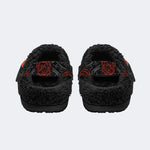 Moth Skull Rose - Fur Lined Slippers/Sandals