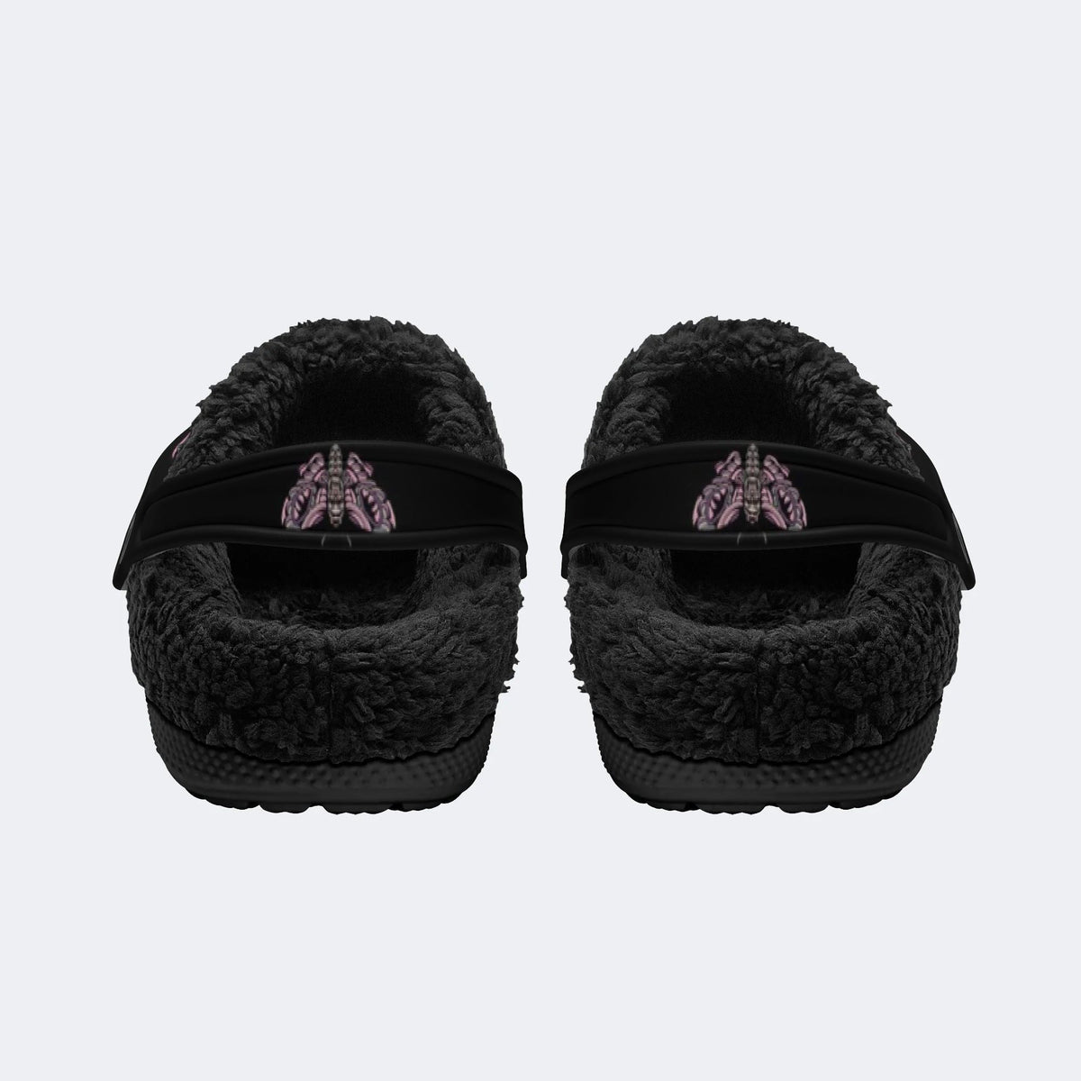Purple Death Moth Print- Fur Lined Slippers/Sandals