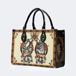 Old School Rock Frog Print - Leather Handbag