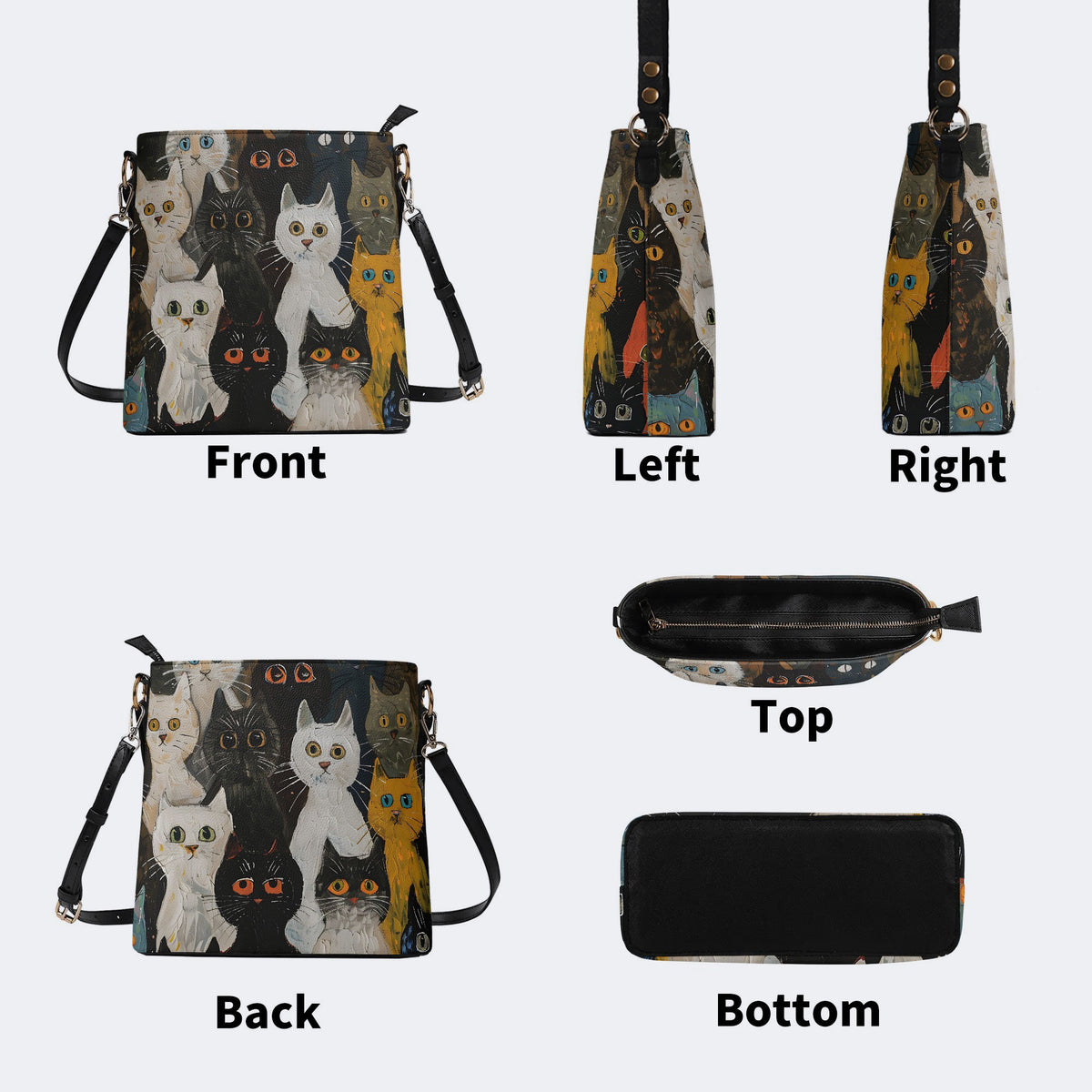 Artistic Graffiti Cats Print - Bucket Bag